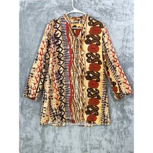 Tianello Soul of Africa Women's Small‎ Tunic Tribal Button Front Artsy Boho Long